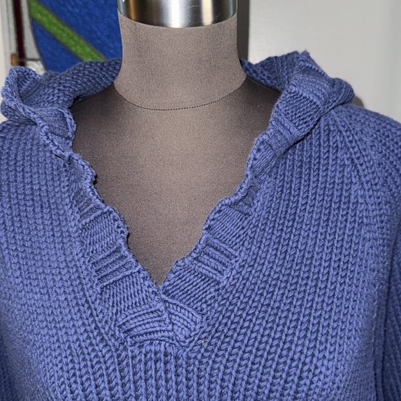 Bloomingdale’s Vintage Chunky Knit 100% Cotton Hooded Sweater SZ Large - Picture 2 of 8